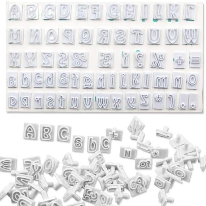 2 Sätze 64 in 1 Kunststoff Englisch Alphabet Symbol Kuchen Keksform Set – Bild 3