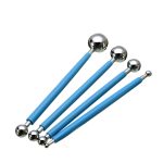 5 Sätze 4-in-1-Edelstahl-Kugel-Schnitzgruppe, Pillenstab, Fondant-Ton, farbiger Ton, Schnitzwerkzeug-Set