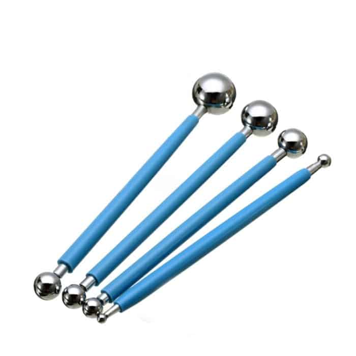 5 Sätze 4-in-1-Edelstahl-Kugel-Schnitzgruppe, Pillenstab, Fondant-Ton, farbiger Ton, Schnitzwerkzeug-Set – Bild 1