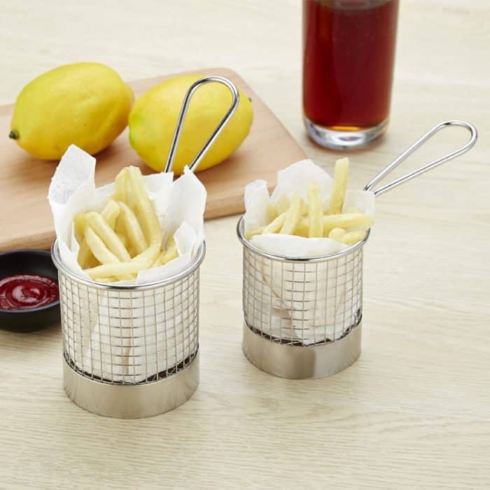 Mini-Pommes-Korb aus Edelstahl für Restaurant, Snack, Brot, J13446S, J13446L, J13443S, J13443L, J13447M, J13448S, J13448L, J13442S, J13449 – Bild 4