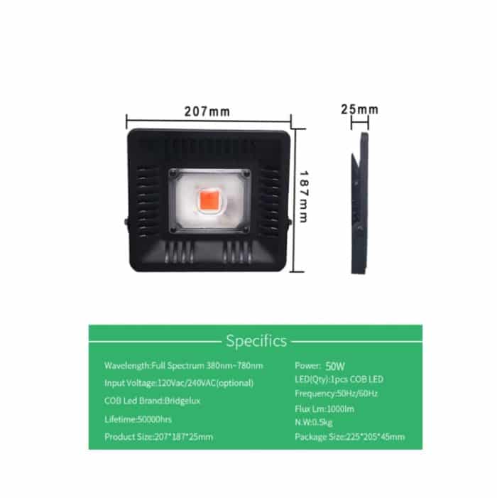 Ultradünnes LED-Pflanzenlicht, Vollspektrum-COB-Wachstumslicht, Gemüse-, Obst- und Blumengewächshaus-Fülllicht ohne Stecker, 50W, 100W, 150W – Bild 2