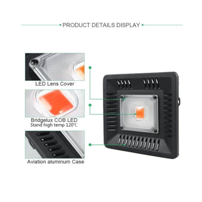 Ultradünnes LED-Pflanzenlicht, Vollspektrum-COB-Wachstumslicht, Gemüse-, Obst- und Blumengewächshaus-Fülllicht ohne Stecker, 50W, 100W, 150W – Bild 3