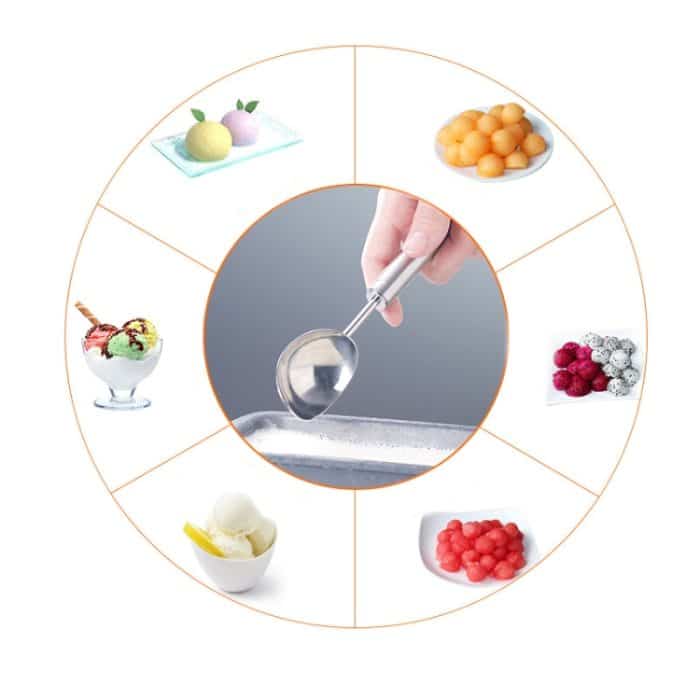 2 PCS 304 Edelstahl Eislöffel Dessertlöffel Eisportionierer – Bild 4