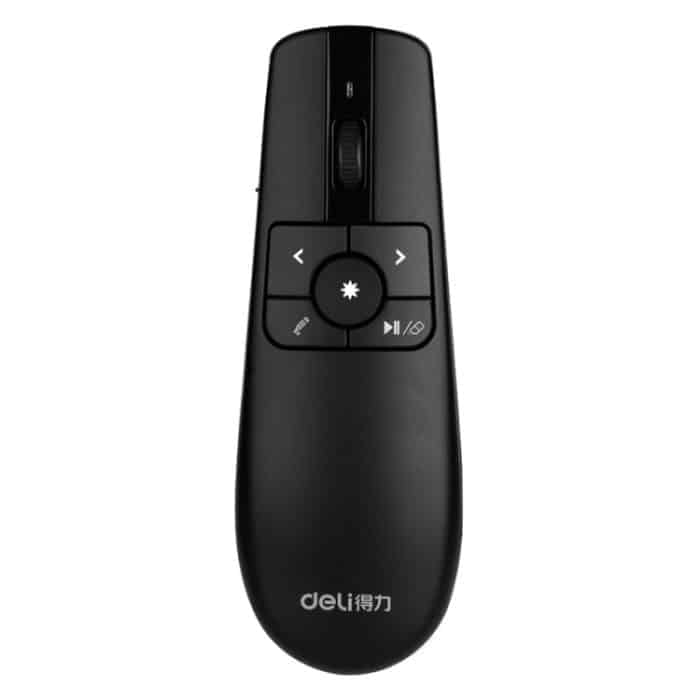 TBD0560755401.jpg Deli 2,4 GHz Laser Teaching Page Flip Pen Remote Play Pen mit fliegender Maus, 2803 (Black) Red Light, 2804 (Black) Red Light, 2804 (Black) Green Light, 2805 (Black) Red Light, 2806 (Black) Red Light – Bild 1