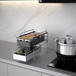 Gewürzregale für die Küchenarbeitsplatte unter der Spüle können mit einem mehrschichtigen ausziehbaren Aufbewahrungsregal aus Schmiedeeisen gestapelt werden – Bild 2