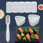 4 Sets Kinder Bento DIY Reisbällchen Sushi Form Set, Five Grid Sushi Box, Heart Star Bear, Four Flowers, Nigiri Sushi, Big Small Triangle – Bild 2