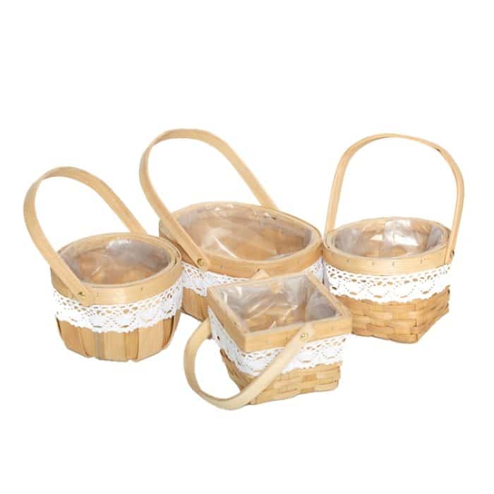 2 Stück Holzspäne-Blumenarrangement-Blumenkorb, Stil:, Round, Round Mouth Square Bottom, Square, Oval – Bild 2