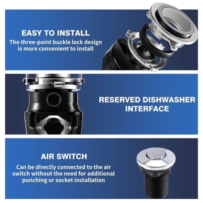 Lebensmittel-Müllentsorger 7 Stufen Mahlen Anschließbar Für Spülmaschine, 375W EU Plug, 375W US Plug, 550W EU Plug, 550W US Plug – Bild 6