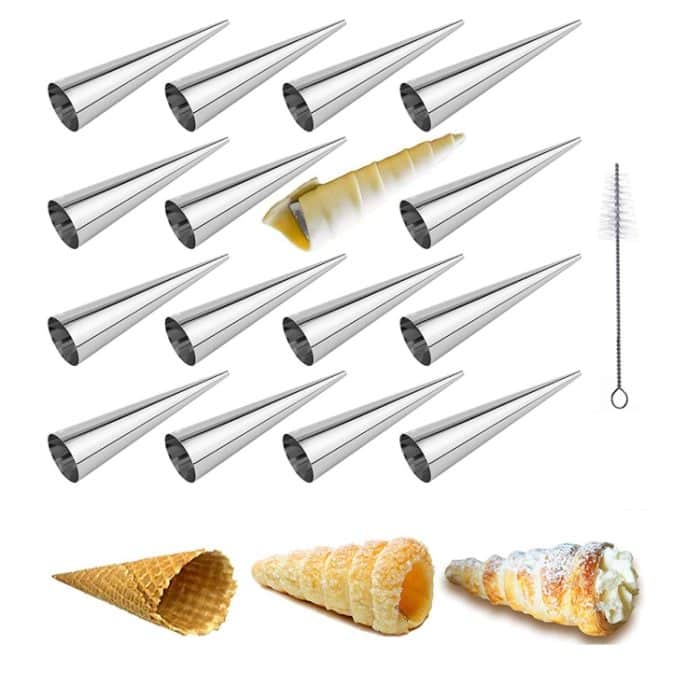 TBD05627521.jpg 2 Sätze 16 in 1 Eis Crispy Mould Set Edelstahl Conical Roller Croissant Tool – Bild 1
