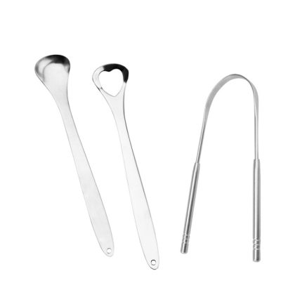 2 Stück Zungenreiniger Mundgeruch Edelstahl-Reinigungsbürste, Tongue Scraper+Two-piece Set (Silver ), Tongue Scraper + Two-piece Set (Rose Gold )