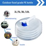 2 Stück PE-Faltwasserbeutel, Schrumpfeimer, tragbare Wasserflasche für den Außenbereich, 3L, 5L, 8L, 10L – Bild 2