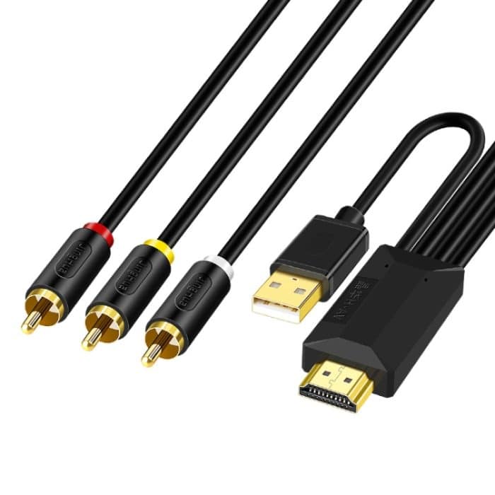 JingHua HDMI-3RCA HDMI zu 3RCA Konvertierungskabel Set-Top-TV-Projektor AV Lotus Konverterkabel, 1m, 2m, 3m, 5m – Bild 1