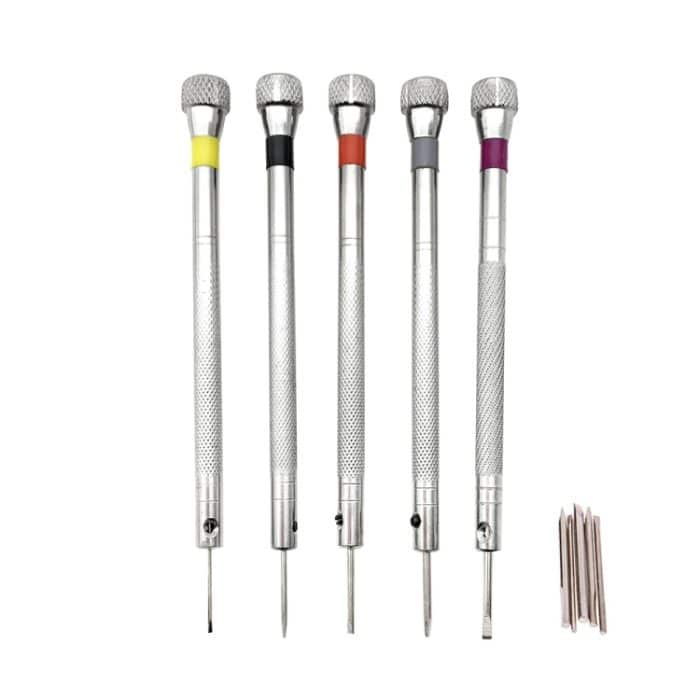 2 Sets Uhrenreparaturwerkzeuge, Brillen, Computer-Schraubendreher, Stil:, 5 in 1 White Bits, 5 in 1 Black Bits – Bild 8