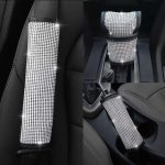 2 Stück mit Diamanten besetzte Auto-Innenraumprodukte, personalisierte Schutzhülle, Shoulder Guard, Handbrake Cover, Gear Cover, Parking Space Pull Cover – Bild 4