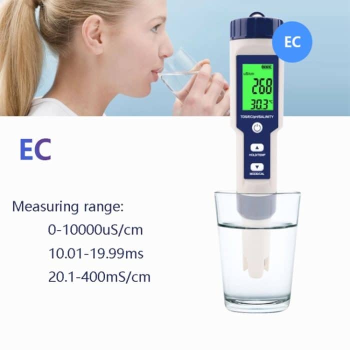 EZ-9909 PH / Salzgehalt / Temperatur / TDS / EC 5-in-1-Teststift Multifunktionaler Wasserqualitätsdetektor – Bild 8