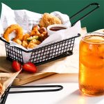 Tragbarer Aufbewahrungskorb für Früchte aus Schmiedeeisen, tragbarer Korb für Brot, Pommes frites, gebratene Snacks, Double Cup Egg-shaped, Double Cup Round, Single Cup Boat, Square Short Basket, Rectangular Short Basket, Large Round Wire... – Bild 3