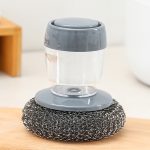 3 Stück multifunktionale Push-Typ-Reinigungsbürste, Küchenwaschmittel, automatische Flüssigkeitszugabe, Geschirrspülbürste, Steel Ball Pot Brush, PET Pot Brush