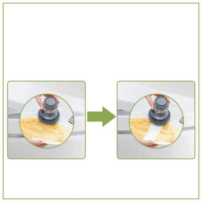 3 Stück multifunktionale Push-Typ-Reinigungsbürste, Küchenwaschmittel, automatische Flüssigkeitszugabe, Geschirrspülbürste, Steel Ball Pot Brush, PET Pot Brush – Bild 4