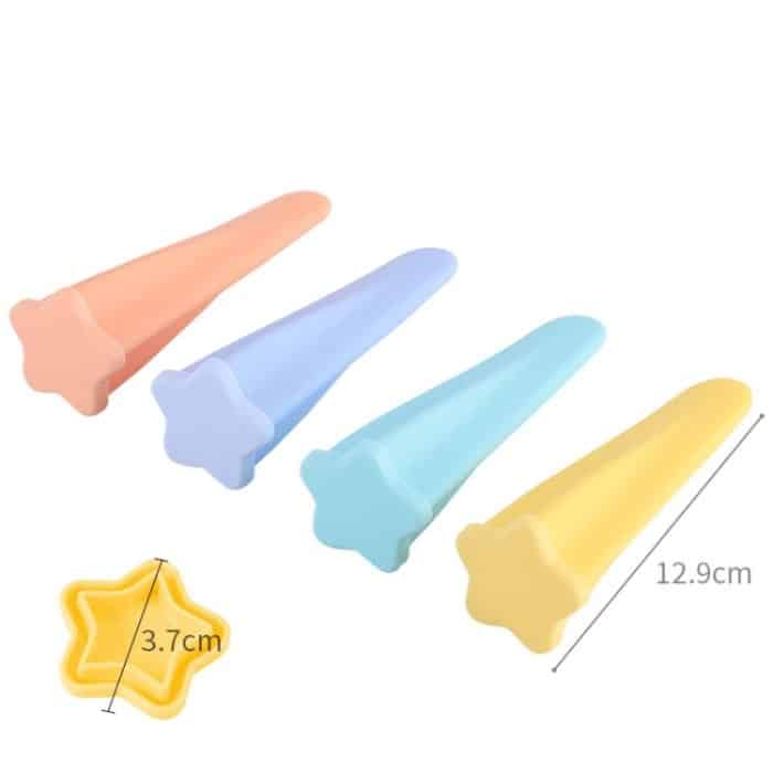 2 Sätze 4 in 1 Kinder Stern Popsicle Form Set Lebensmittelgrad Silikon Eisform Zufällige Farbe Lieferung – Bild 2