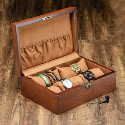 Holz-Uhrenbox, Schmuck- und Uhrenkollektion, Aufbewahrungsbox, 2 Big Pillows + 5 Small Pillows, 10 Epitope Wooden