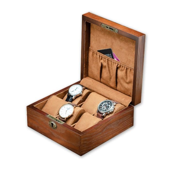 Aufbewahrungsbox für Uhren aus Weidenholz mit 6 Fächern, Schmuck-Sammelbox mit Schloss, 6 Slots Square, 6 Slots Rectangle – Bild 1