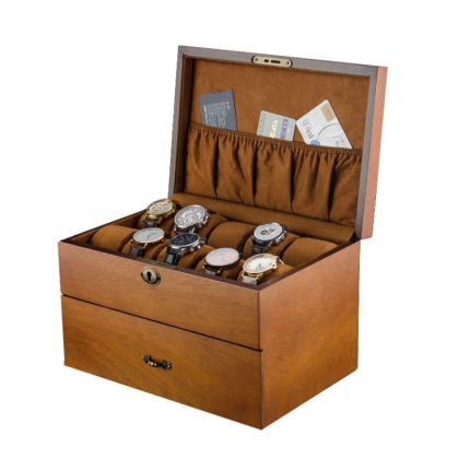 Doppelschichtige Uhrenaufbewahrungsbox aus Holz mit Schloss und Schmuckkollektion, 20 Epitope, 20 Epitope With Glass Sunroof