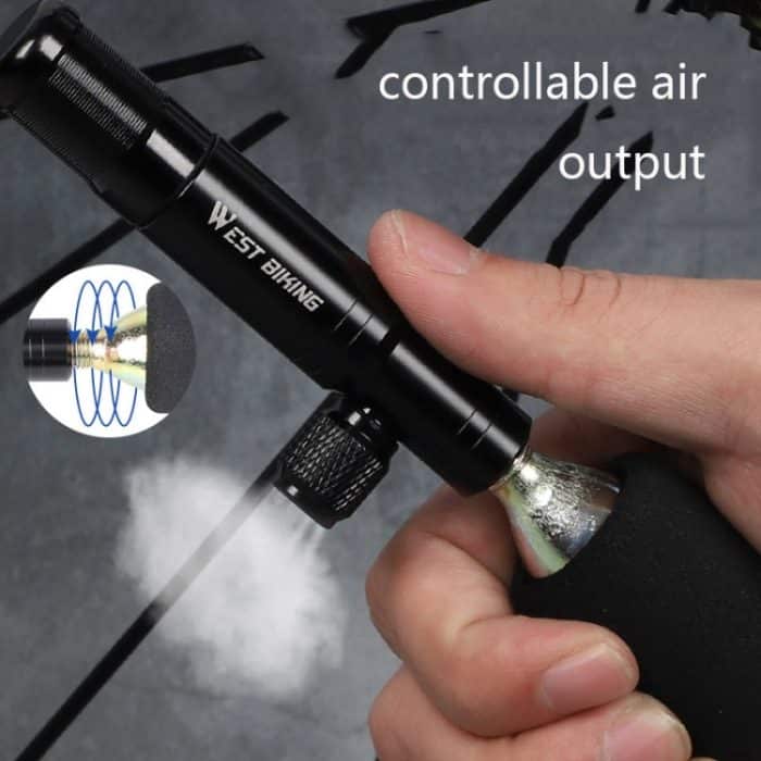WEST BIKING YP0711083 Multifunktionales Fahrradreifen-Reparaturwerkzeug, tragbarer Inflator, Notfall-Reitausrüstung, Black Without Gas Cylinder – Bild 7