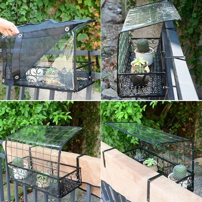 Blumenrahmen-Sonnenschutznetz, Balkon-Blumen-Sonnenschutz, Regenrahmen-Abdeckung, Baldachin, 48x24x30cm, 60x24x30cm, 79x24x30cm, 120x24x30cm – Bild 8