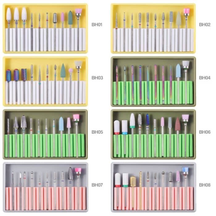 Nagellegierung Wolframstahl Keramik Schleifmaschine Zubehör Nagel Schleifköpfe Set Polierwerkzeug, BH-01, BH-02, BH-03, BH-04, BH-05, BH-06, BH-07, BH-08 – Bild 2