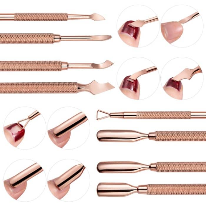 Rose Gold Doppelköpfiges Stahl Nagelentferner Set Sauberes Dekontaminationsentferner-Maniküre-Werkzeug – Bild 4