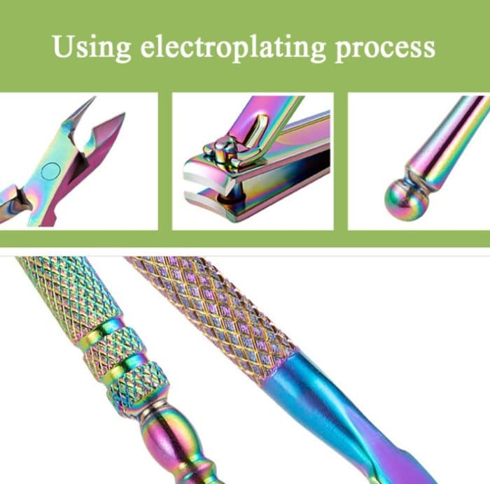 FABIYAN Farbtitan-Nagelkunst-Werkzeugset, Schere für abgestorbene Haut, Stahl-Nagelfeilenzange, 13 In 1, 14 In 1, 4 In 1, 2 In 1 – Bild 3