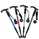 JUNGLELEOPARD Trekkingstock mit vier Abschnitten und gebogenem Griff aus Aluminiumlegierung, Red#52-110cm, Black#52-110cm, Blue#52-110cm, Silver White#52-110cm – Bild 2
