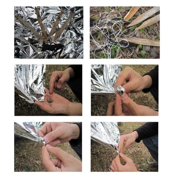 3 stücke Outdoor Survival Not-Isolierdecke Gold Silber doppelseitige feuchtigkeitsdichte Matte, Größe: 2.2x1.6m – Bild 4