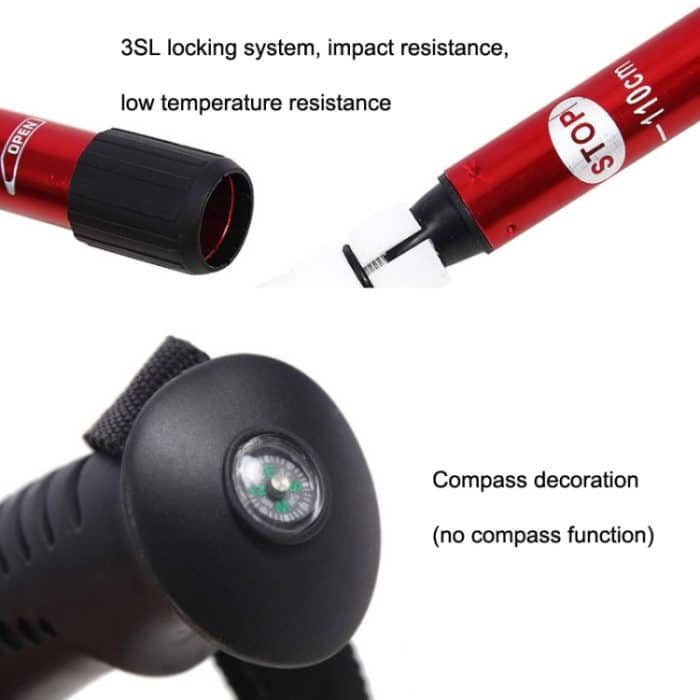 JUNGLELEOPARD 3-teiliger Aluminium-Trekkingstock mit geradem Griff, multifunktionale Gehhilfe, Red#66-135cm, Blue#66-135cm, Black#66-135cm, Silver White#66-135cm – Bild 5