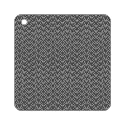 2 PCS Geometrie Küche Silikon Topflappen Wärmedämmung Pad, Square(Gray), Round(Gray), Square(Black), Round(Black)