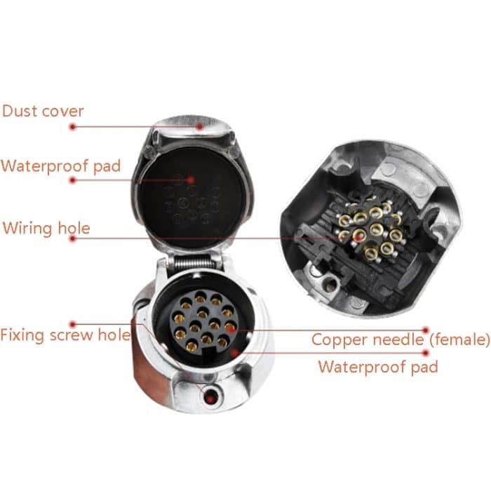 VS1131E 13P 12V Aluminiumlegierung Anhängersteckdose EU-Stecker – Bild 3