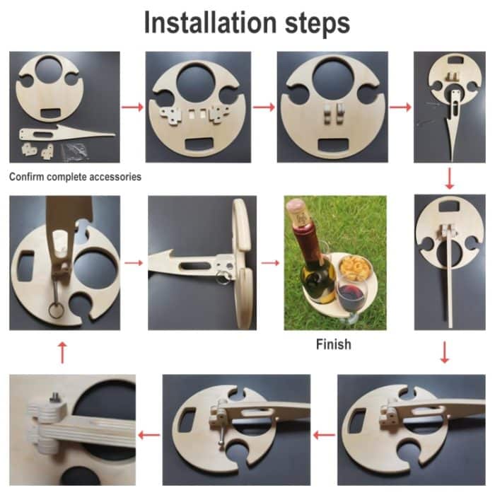 Hölzerne Rasenfaltwein-Rack eingesetzten Weinregal-Picknick-Weinregal-Klapptisch im Freien – Bild 7