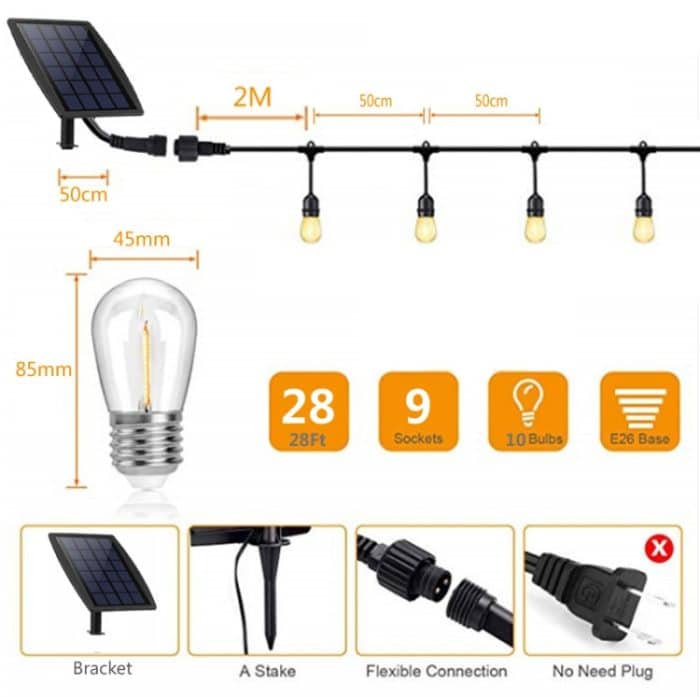 10 in 1 Outdoor Solar Birne String Lampe wasserdichte Solargartenlicht – Bild 3