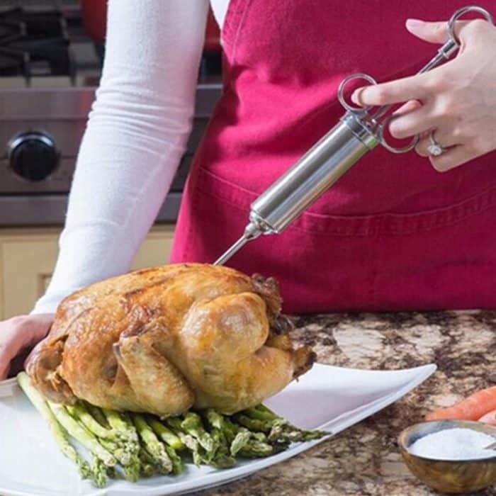 Edelstahl-Gewürz-Steak-Spritze, Truthahnnadel-Set mit Reinigungs-Silikonbürste, 11 in 1 (Red ), 11 in 1 (Black ), 11 in 1 (Blue), 11 in 1 (Green), 11 in 1 (Orange ), 11 in 1 (Yellow ), 11 in 1 (Yellow White) – Bild 6