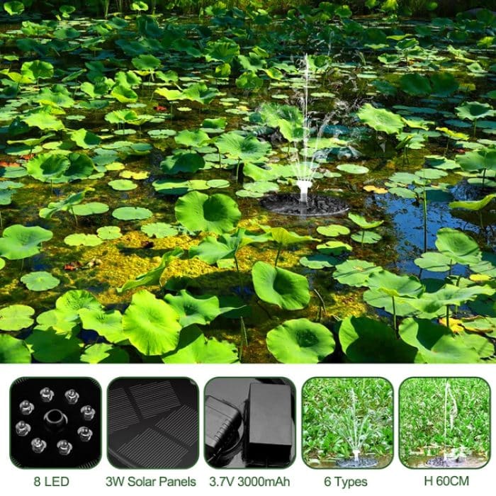 Bunter Lampenbatterie-Solarbrunnen Schwimmender Landschaftsbrunnen, Colorful Lamp Fountain – Bild 4