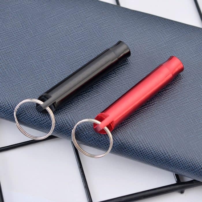 6 Stück multifunktionaler Pfeifen-Schlüsselanhänger für Herren, Red Whistle, Black Whistle – Bild 2