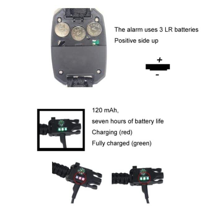 Multifunktional geflochtene Regenschirm Seiluhr Alarm Armband Outdoor Survival Armband – Bild 5