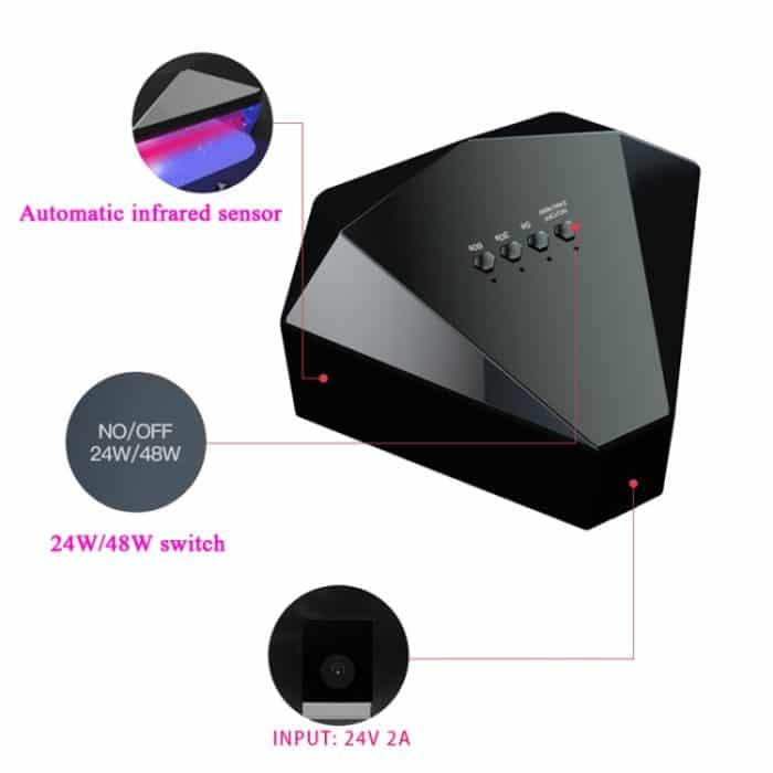 SAMVI 48W Intelligente Diamant Nagellampe Doppellichtquelle Infrarot-Sensation Schnelle Trockene Nagel-Phototherapie-Maschine, EU-Stecker – Bild 4