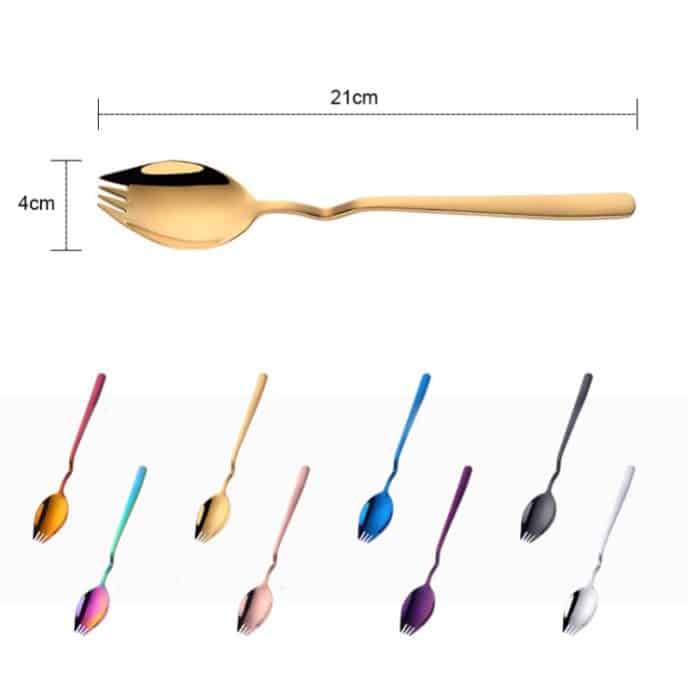 3 Stück Instant-Nudelgabel aus Edelstahl, Mehrzweck-V-förmiges Messer, Gabel und Löffel, All-in-One-Geschirr, Fork Spoon (Silver), Fork Spoon (Gold), Fork Spoon (Rose Gold), Fork Spoon (Black), Fork Spoon (Blue), Fork Spoon (Purple), Fork Spoon (Colorful) – Bild 3