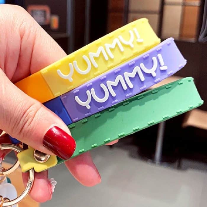 5 Stück Cartoon-Tier-Frucht-Weichgummi-Puppen-Schlüsselanhänger, Schultaschen-Anhänger – Bild 5