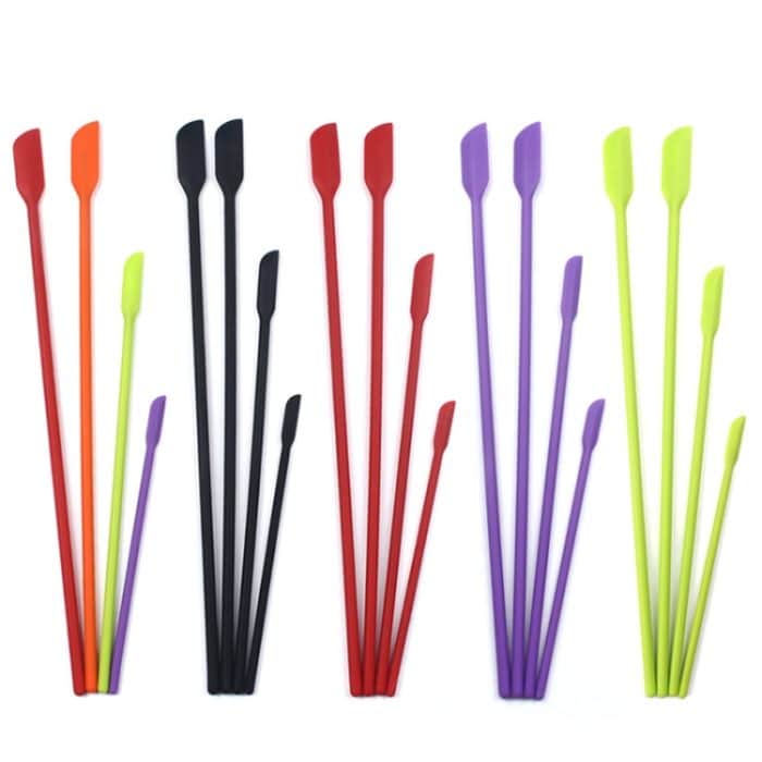 2 Sets 4-in-1 Mini-Spitzschaber aus Silikon zur Verlängerung von Kosmetikflaschen, Schaber, Marmeladenspatel-Set, 4 in 1 Red, 4 in 1 Black, 4 in 1 Colorful, 4 in 1 Purple, 4 in 1 Green – Bild 2