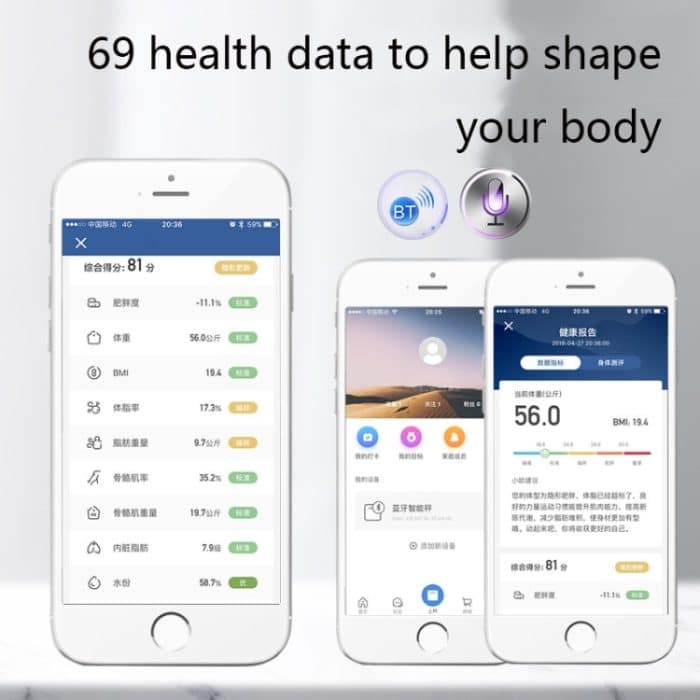 ISCRLE7 Smart Weight Scale Bluetooth-Körperfettmessgerät, Charging Model(Rose Gold), Charging Model(Bright Black), Charging Model(Red), Battery Model(Rose Gold), Battery Model(Red), Battery Model(Bright Black), Solar Energy Charging(Rose Gold)... – Bild 6