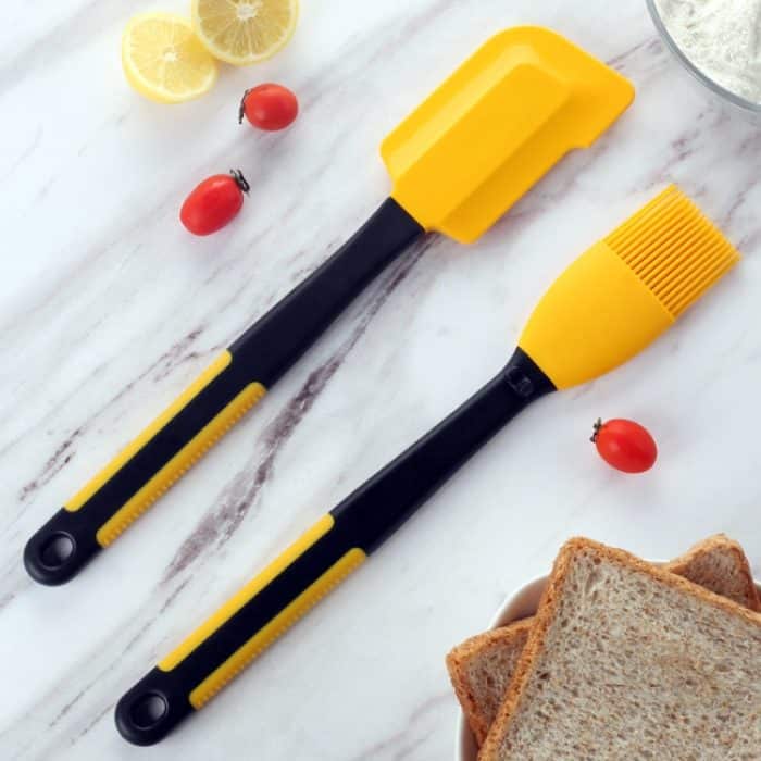 2-in-1-Backschaber, hochtemperaturbeständiges Silikon-Buttermesser, Kuchencreme-Abstrichpinsel-Set – Bild 7