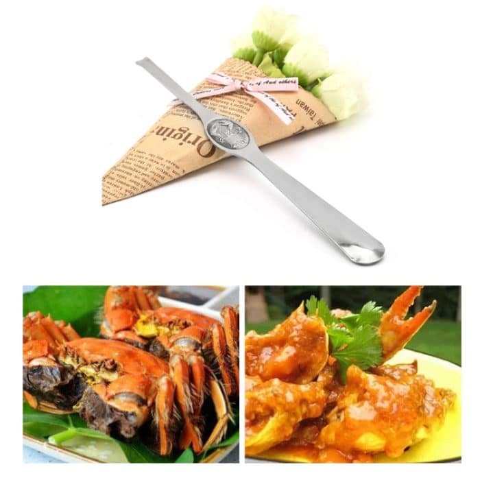 Krabbenlöffel und Hummergabel aus Edelstahl, Küchenutensilien – Bild 5