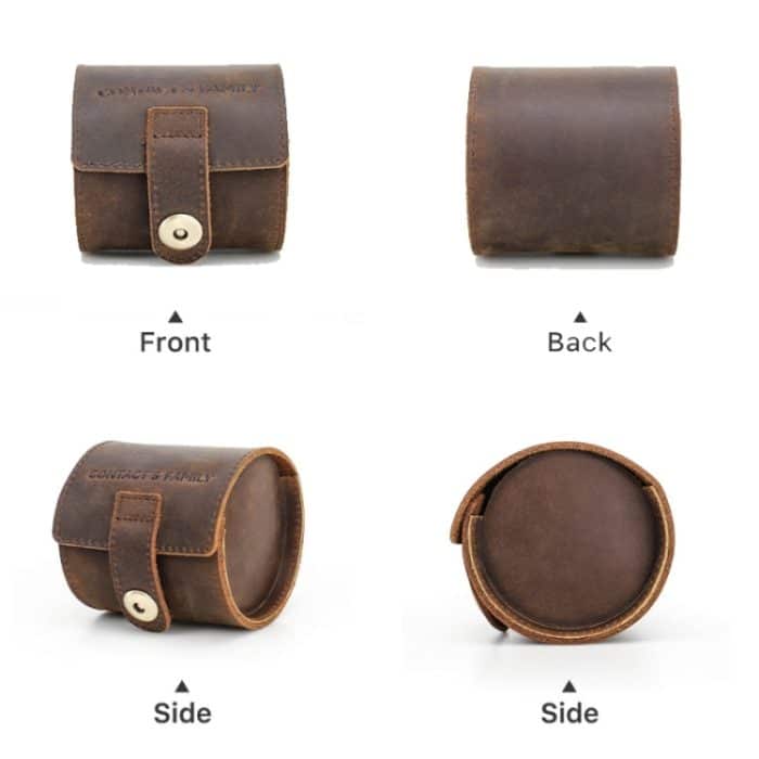 Contacts Family CF1125 Einzeluhrenposition Crazy Horse Leder-Uhrenbox Runde Uhrenaufbewahrungsbox, CF1125 – Bild 4